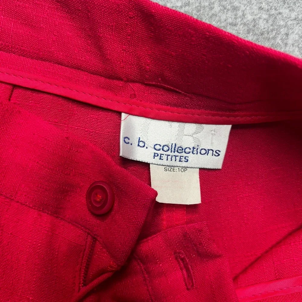 C.B. Collections Shorts Women 10P Red Polyester‎ Rayon Vintage Pleated High Rise